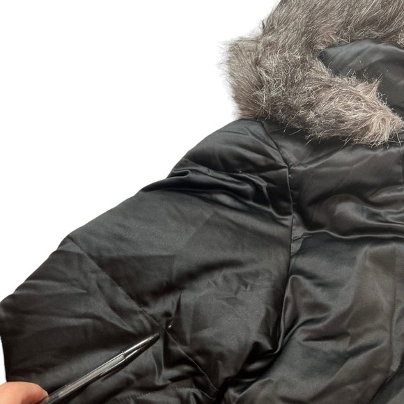 Calvin Klein Puffer Jacket Womens XL Black Down Puffer Faux Fur Lined Hood Parka - Picture 12 of 16